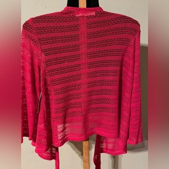 NWT medium Faded Glory pink waterfall open tie front shrug cardigan sweater - Picture 5 of 11